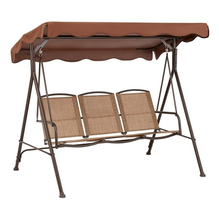 Mainstays Sand Dune Canopy Steel Porch Swing - Brown/Black
