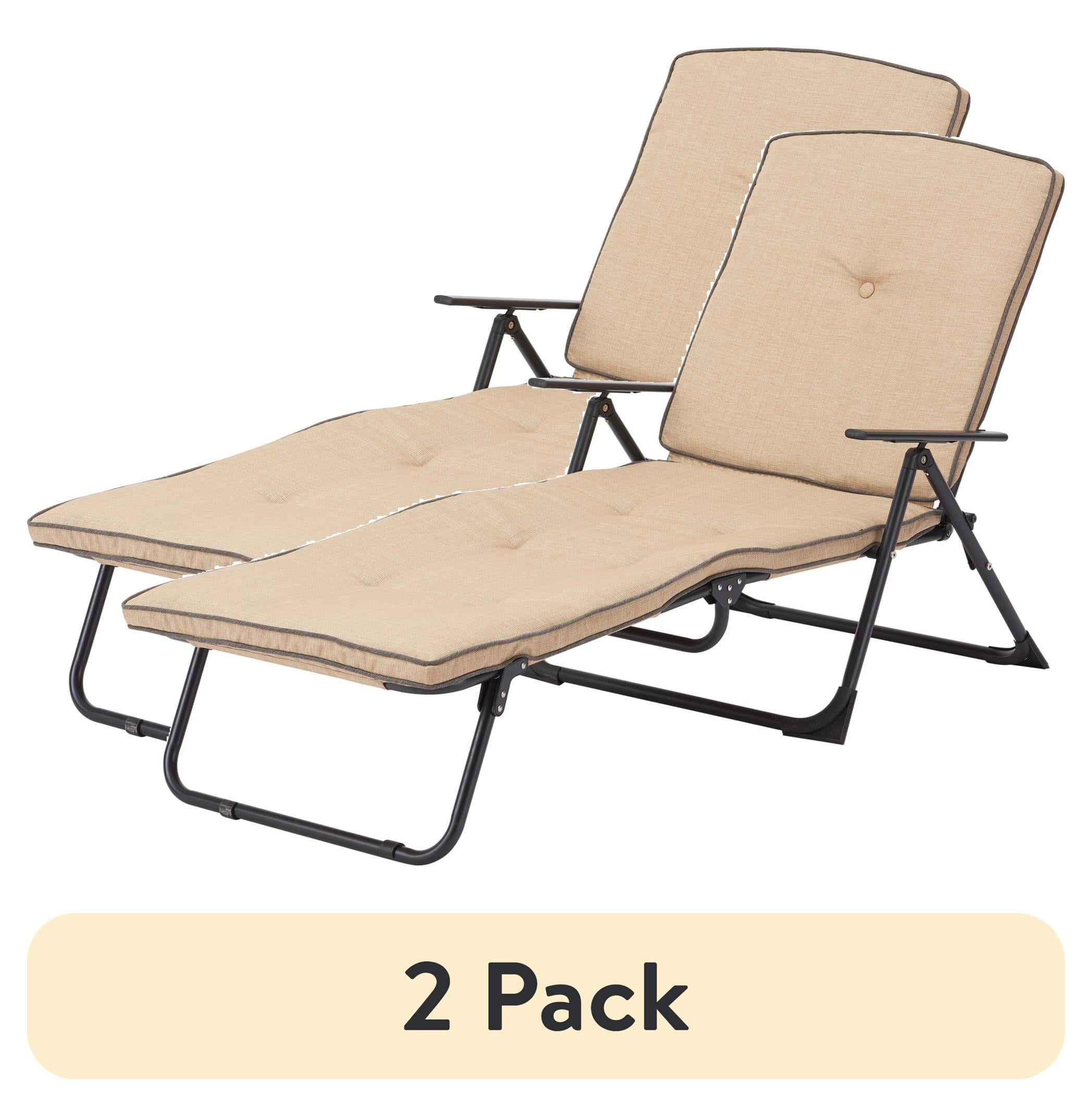 (2 pack) Mainstays Sand Dune Foldable Steel Outdoor Chaise Lounge