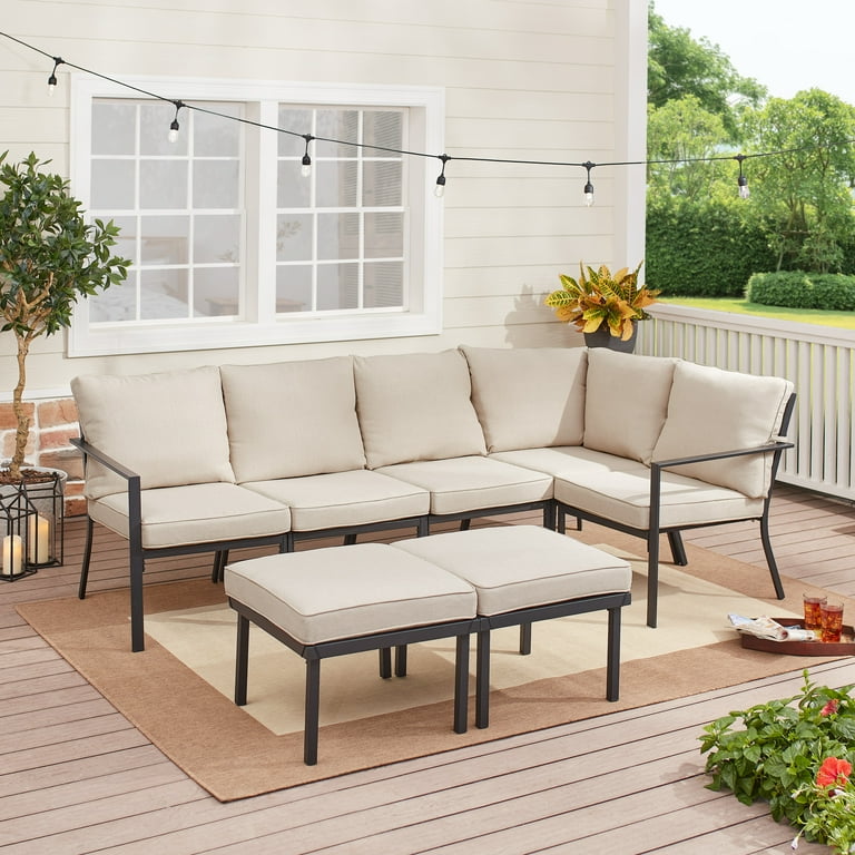 Mainstays Sandhill 7 Piece Outdoor Patio Sectional Set Beige Walmart