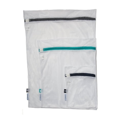 Mainstays 3 Piece Mesh Wash Bag Set, White, 12" X 8" - 28" X 20"