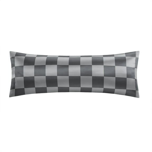 Mainstays Satin Body Pillowcase - Checkered Dark & Light Grey - 20"x52" - Frizz Control & Cooling Comfort - 1 Pack