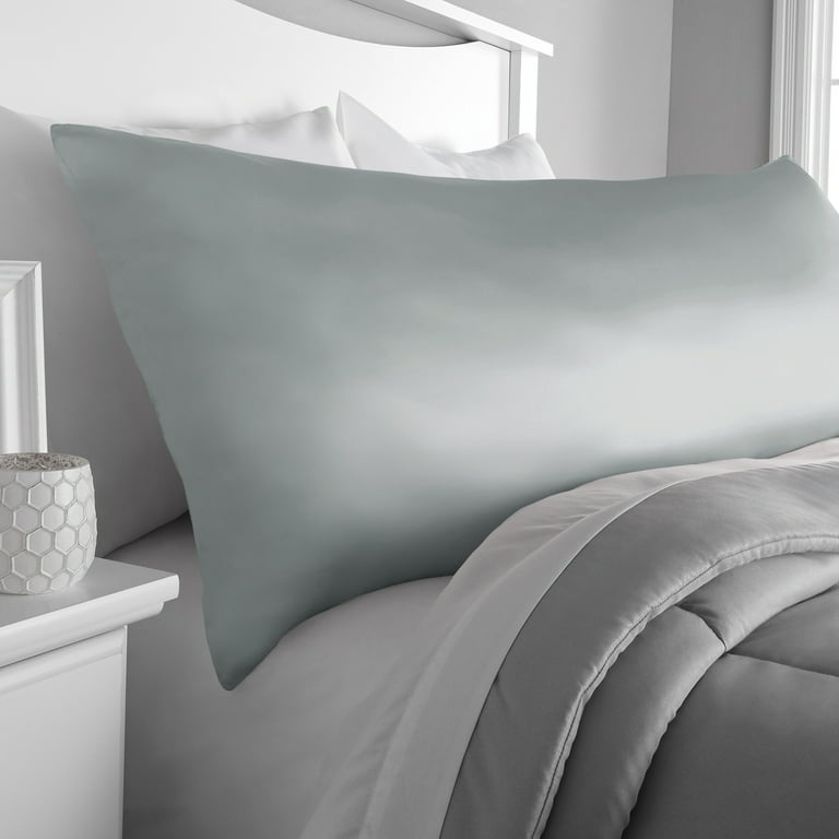 Mainstays Satin Body Pillowcase Cover, Silver, Zipper Closure, 20
