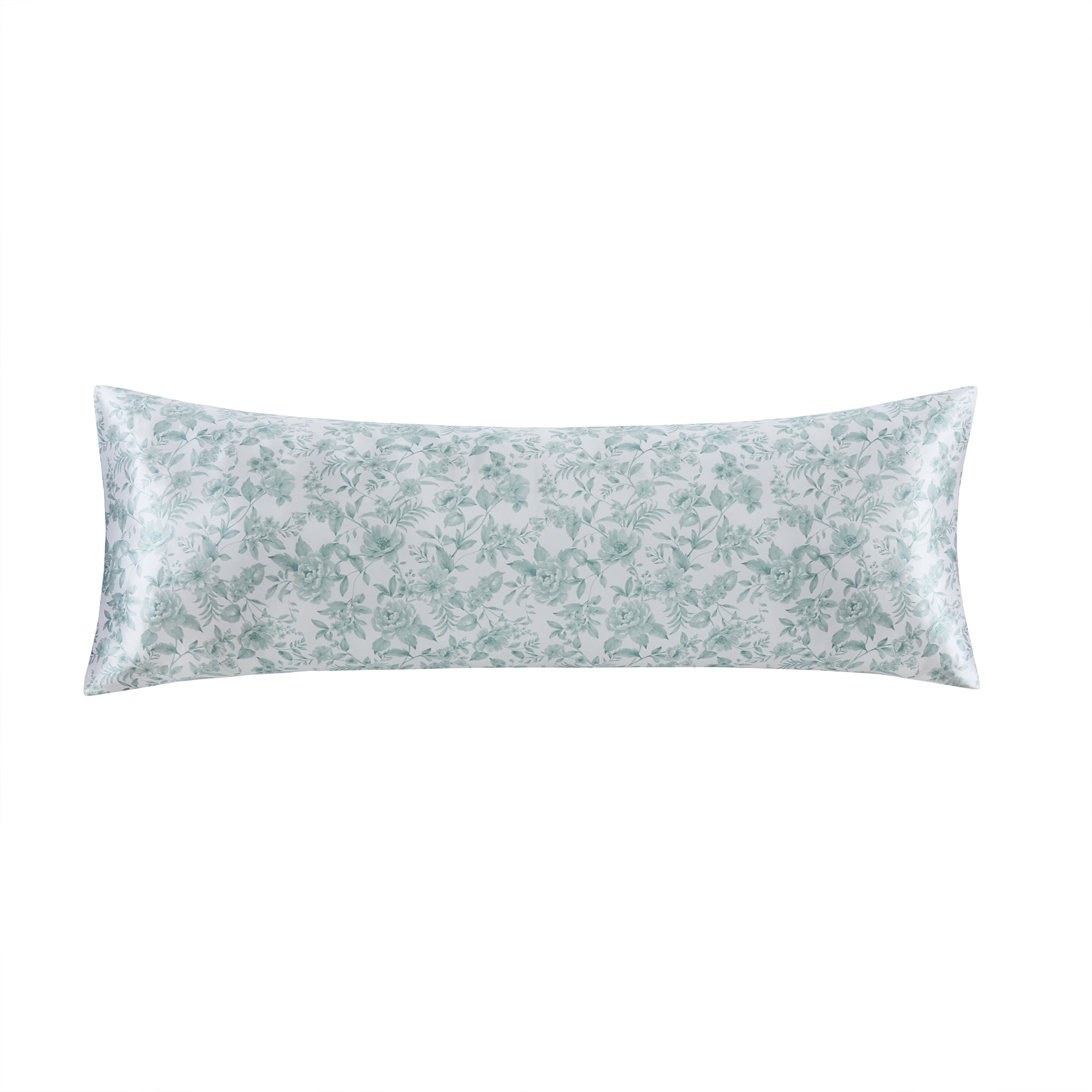 Mainstays Satin Body Pillowcase, Green Floral, 20 in x 52 in, 1 Pack