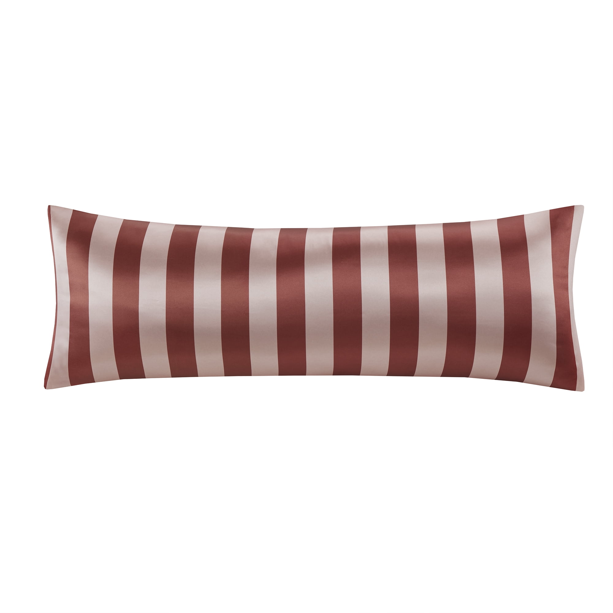 Mainstays Satin Body Pillowcase - Cabana Stripe Pink & Terracotta - 20"x52" - Frizz Control & Cooling Comfort - 1 Pack