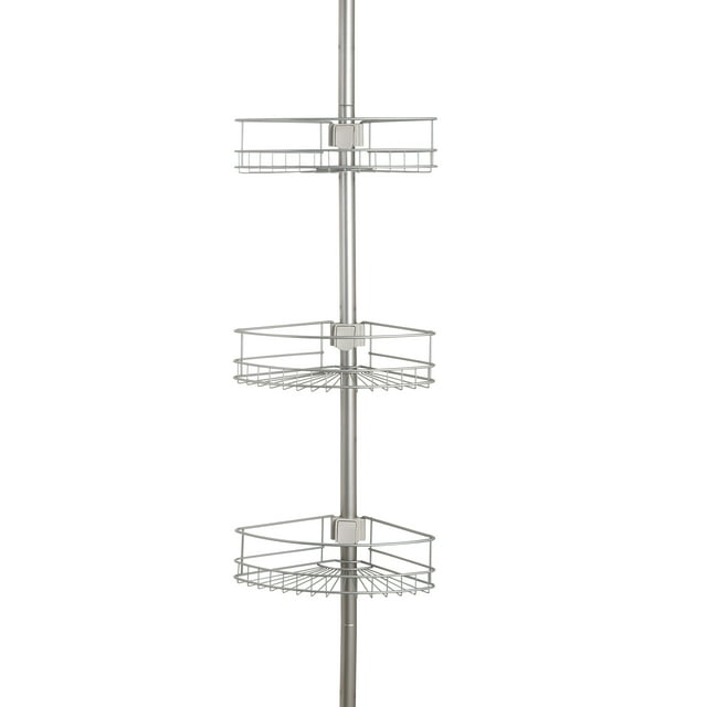 Mainstays Satin Nickel Steel Tension Pole Shower Caddy