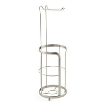 Mainstays Free Standing Satin Nickel Toilet Paper Holder and Roll Reserves Storage