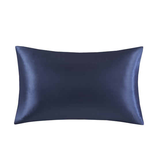 Mainstays Satin Pillowcase – Standard – Navy Blue – Frizz Control & Cooling Comfort – 1 Pack