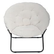 Mainstays Saucer Chair for Kids and Teens, White Faux Shearling