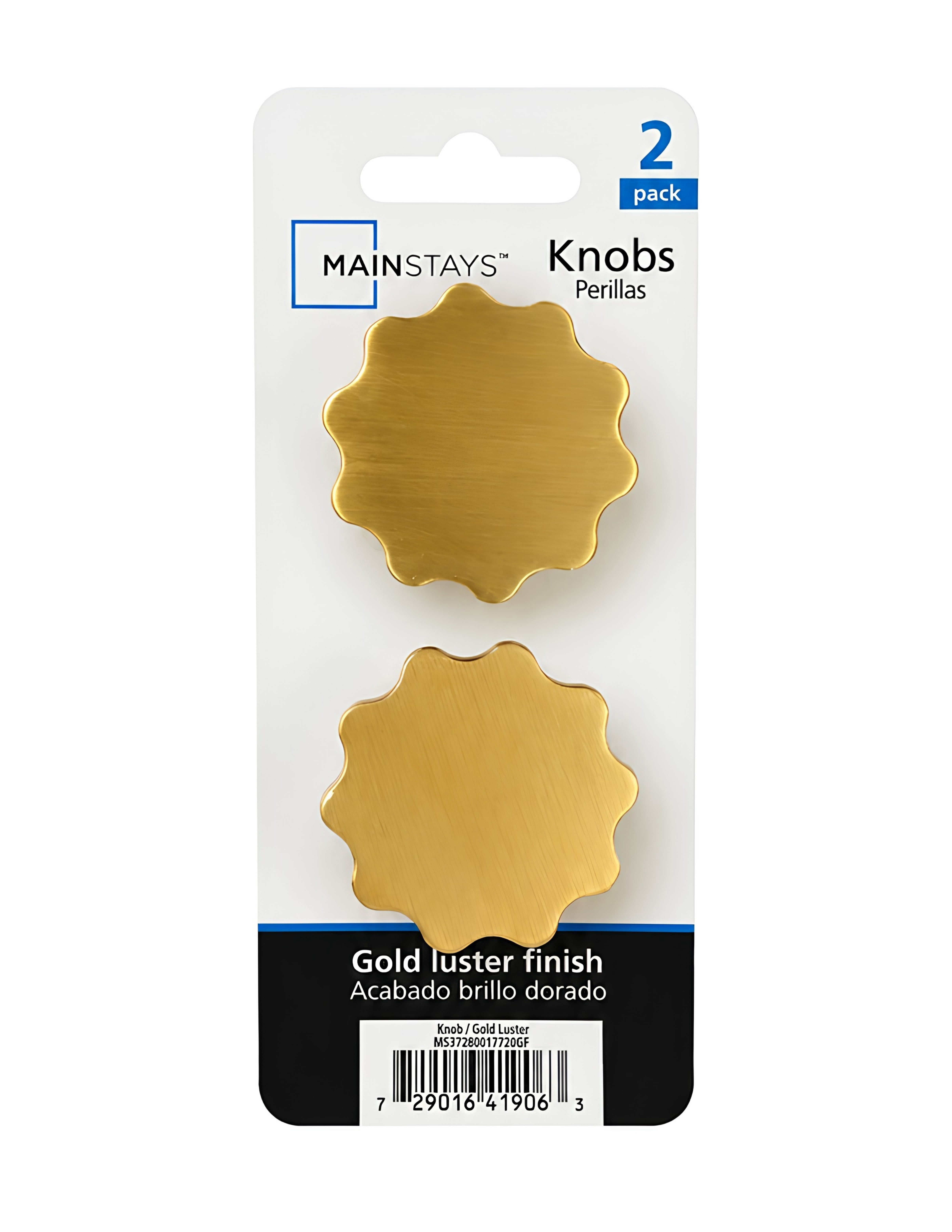 Mainstays Scallop Flower Knob, Gold Luster, 2 Pack