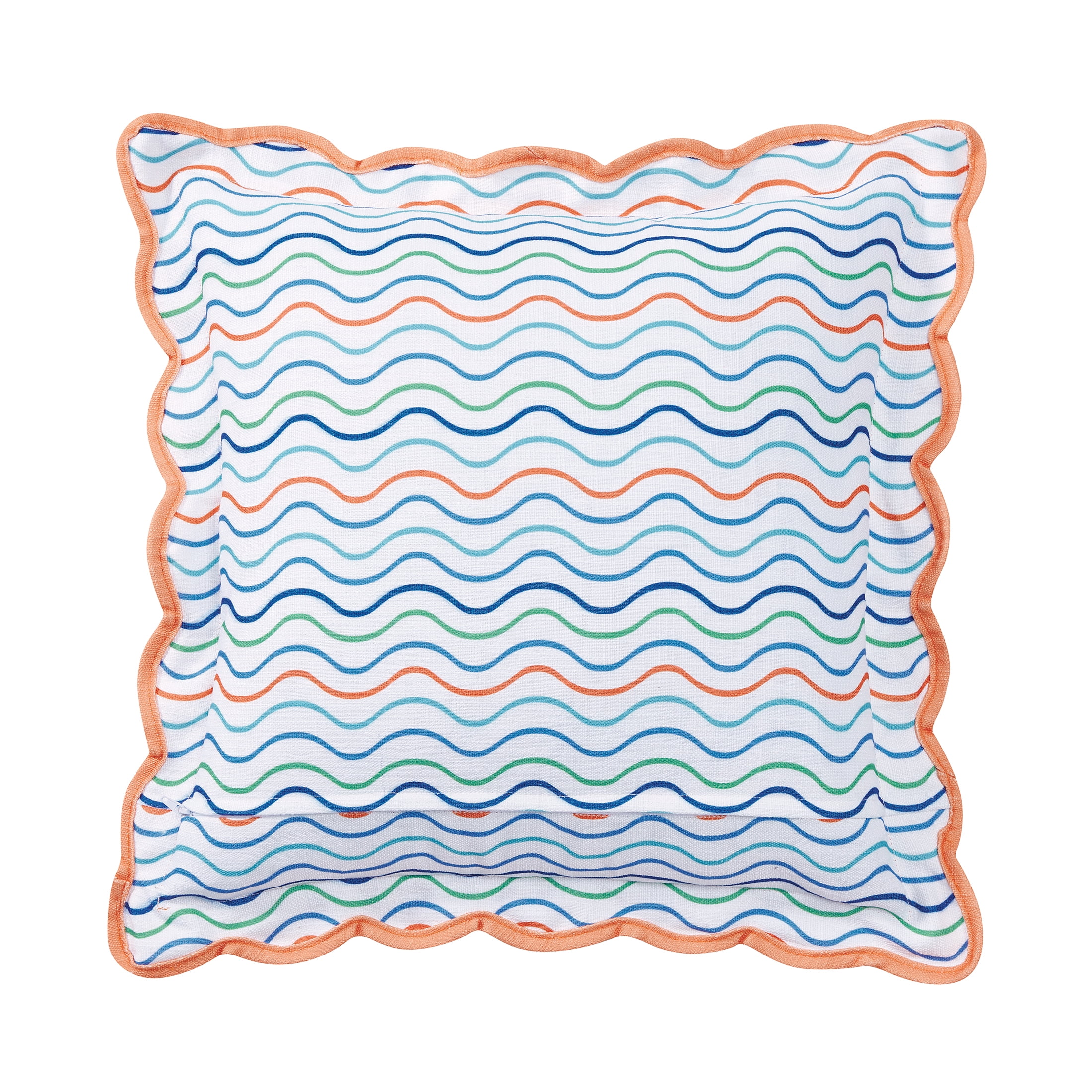 Mainstays Scallop Stripe Decorative Pillow, 18" x 18", Orange
