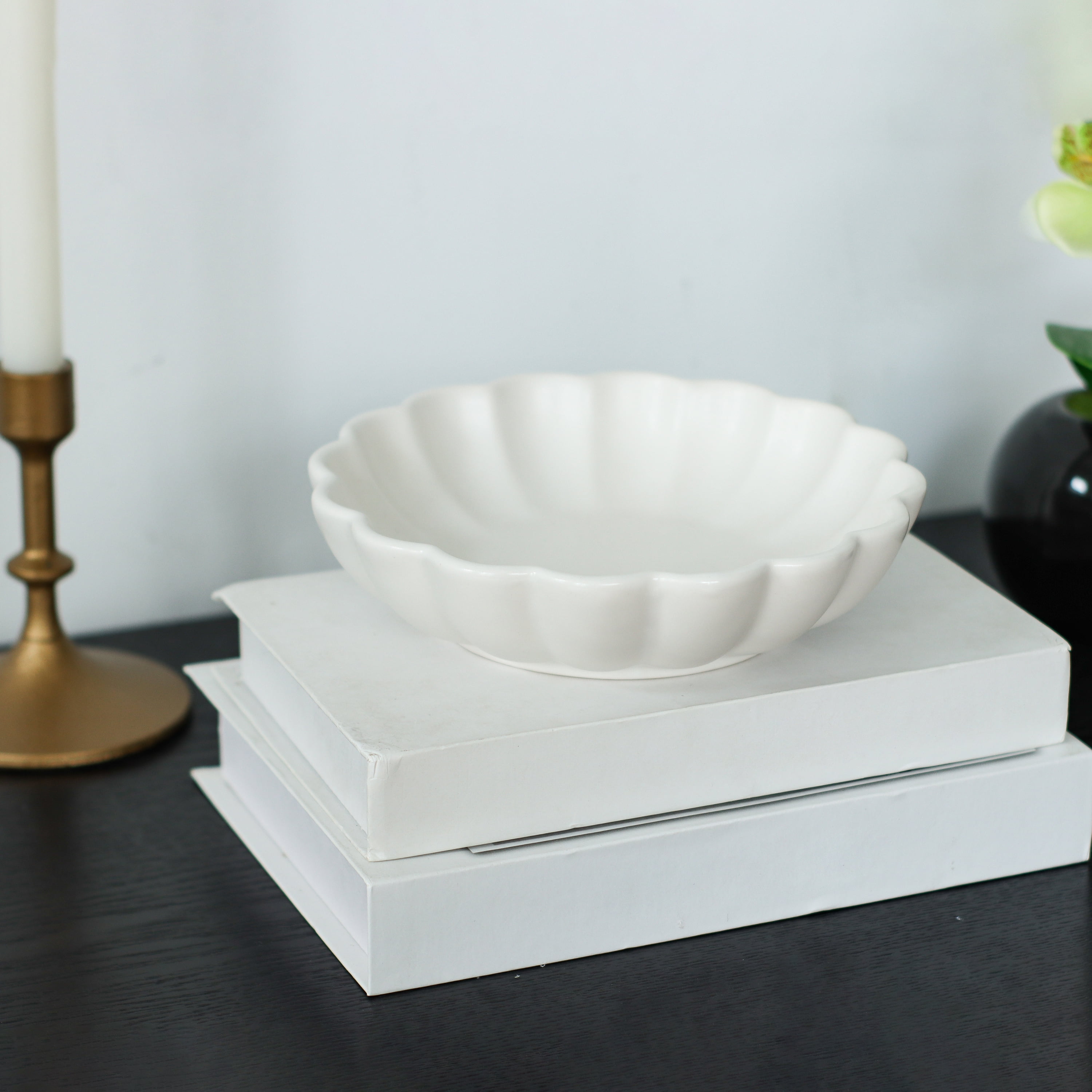 Mainstays Scalloped White Decorative Tabletop Bowl - Walmart.com