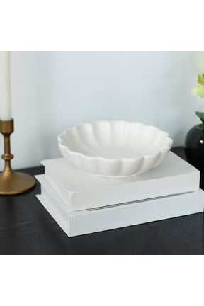 Scalloped White Decorative Tabletop Bowl