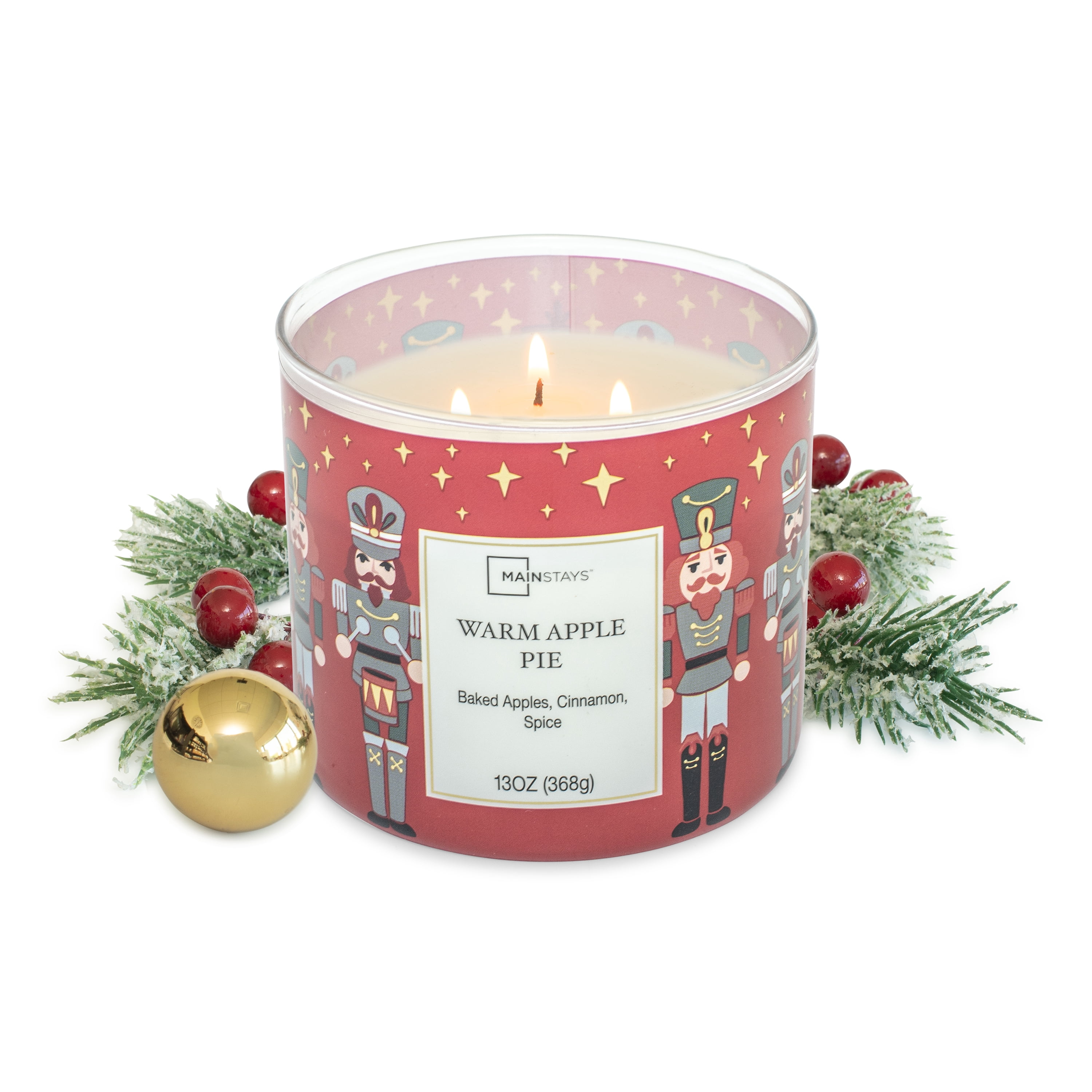 Mainstays Warm Apple Pie Scented 3-Wick Jar Candle, 13 oz