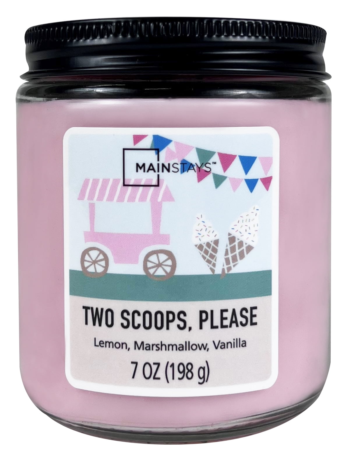 Mainstays Scented Candle Twist Lid, Two Scoops Please, 7 oz. Single Wick