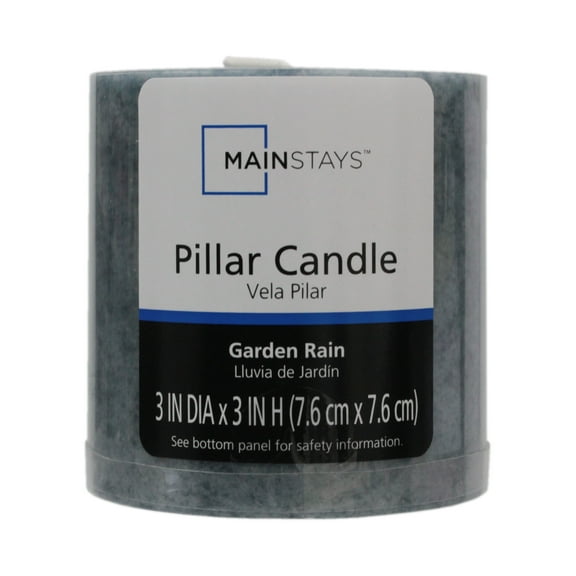 Mainstays Scented Mottled Pillar Candle, 3 x 3 inches, Blue, Garden Rain