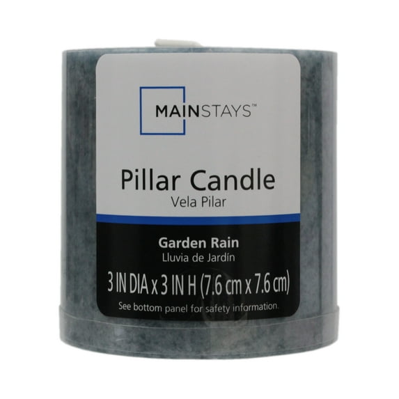 Mainstays Scented Mottled Pillar Candle, 3 x 3 inches, Blue, Garden Rain