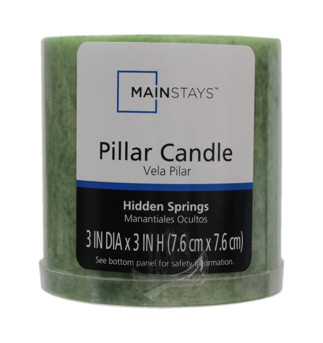 Mainstays Scented Mottled Pillar Candle, 3 x 3 inches, Green, Hidden Springs
