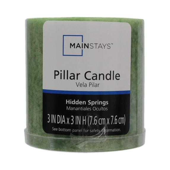 Mainstays Scented Mottled Pillar Candle, 3 x 3 inches, Green, Hidden Springs