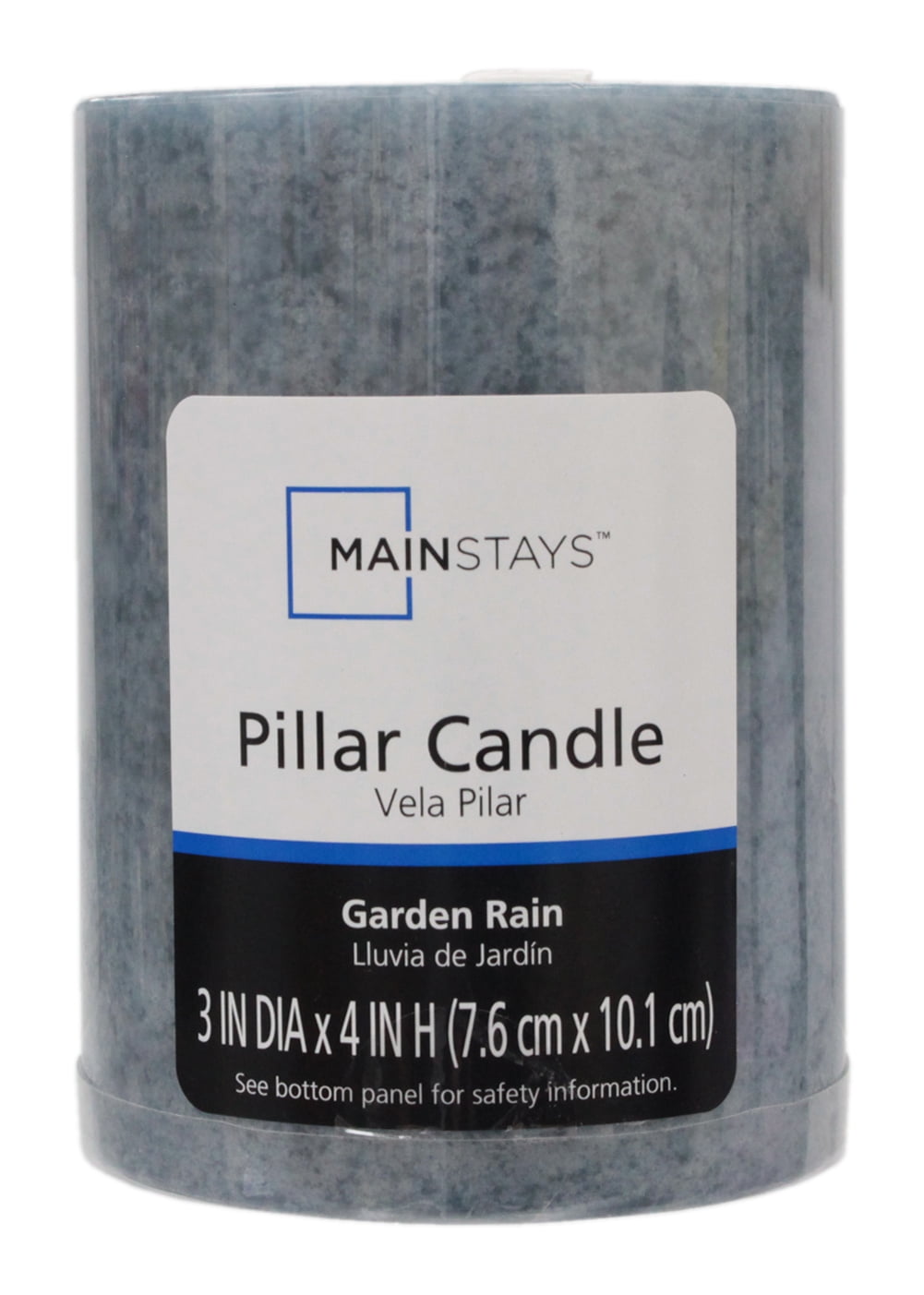 Mainstays Scented Mottled Pillar Candle, 3 x 4 inches, Blue, Garden Rain