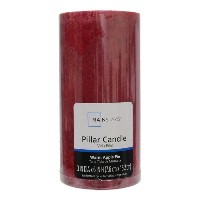 Mainstays Scented Mottled Pillar Candle, 3 x 6 inches, Red, Warm Apple