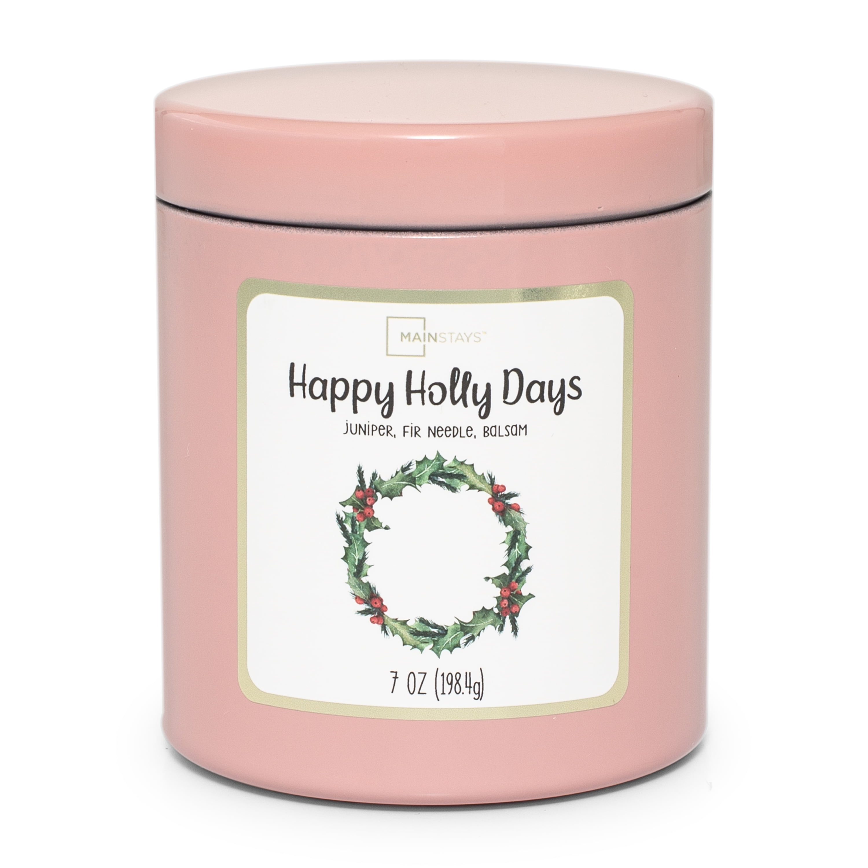 Mainstays Scented Single Wick Tin Candle, Happy Holly Days, 7 oz.