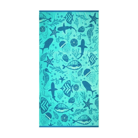 Mainstays Ocean Creatures Beach Towel, Size 72" x 36"