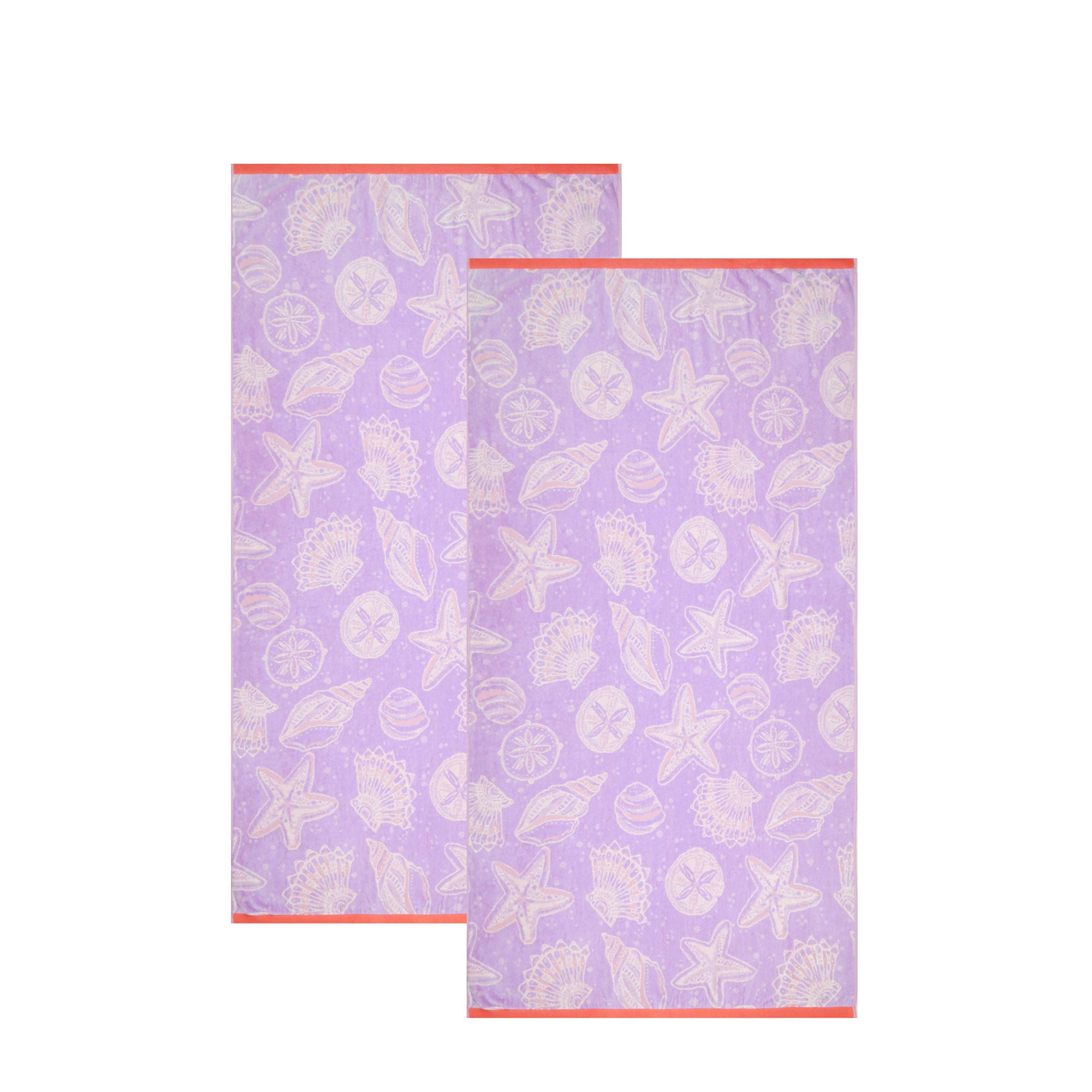 Mainstays Seashell Oversized Beach Towels 2-Pack, 72" x 36"