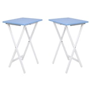 Mainstays Solid Rubberwood Folding TV Tray Tables, Set of 2, Seaside Blue