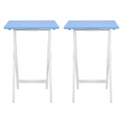 Mainstays Solid Rubberwood Folding TV Tray Tables, Set of 2, Seaside Blue