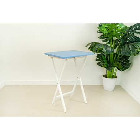 Mainstays Folding TV Tray Table, Rubberwood, Seaside, 19" x 14.5" x 26", Indoor, 1 Piece