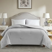 Mainstays King Comforter, Reversible Down Alternative, All-Season, Grey Seersucker
