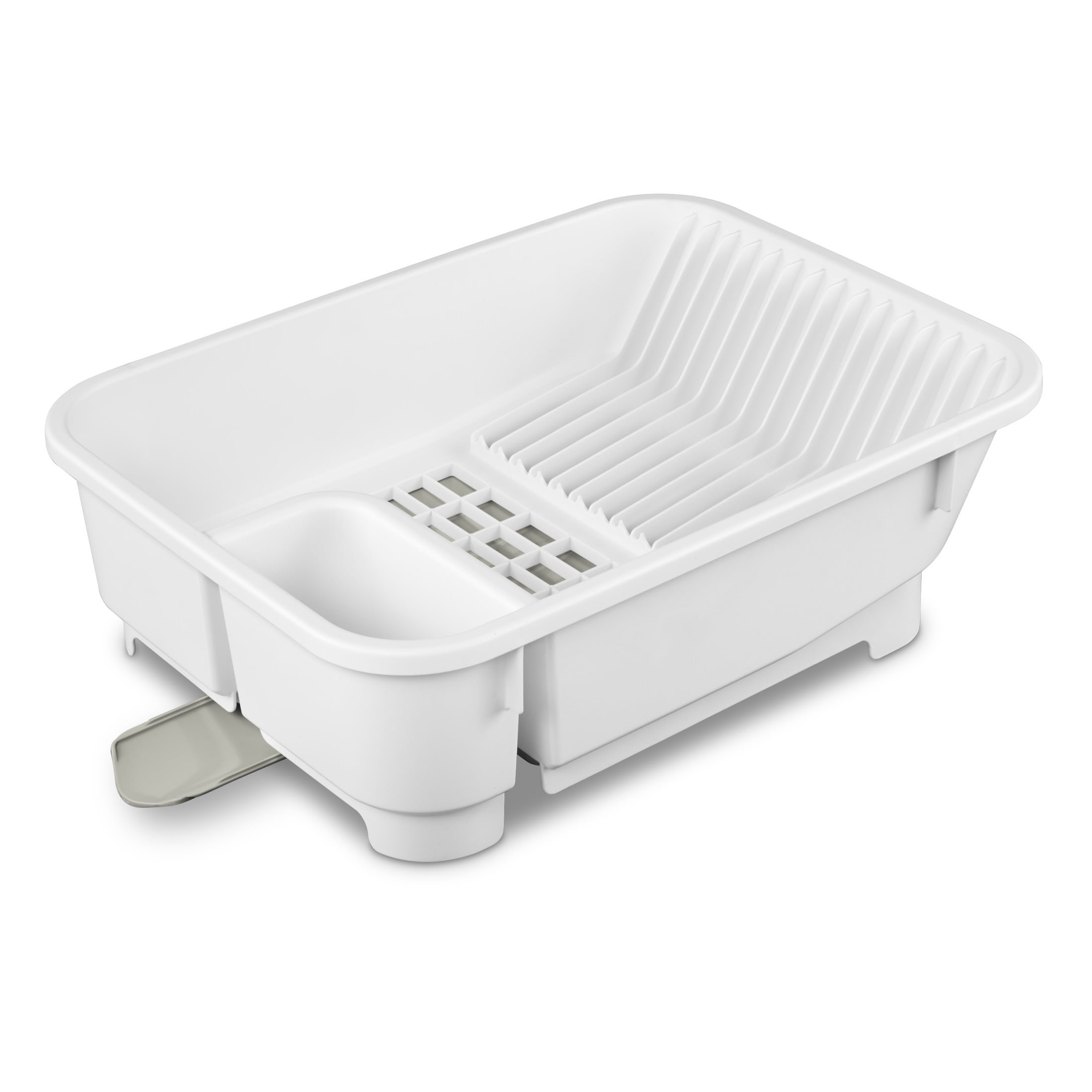 Mainstays Self-Draining Dish Drainer and Drainboard Sink Set with Retractable Spout, White