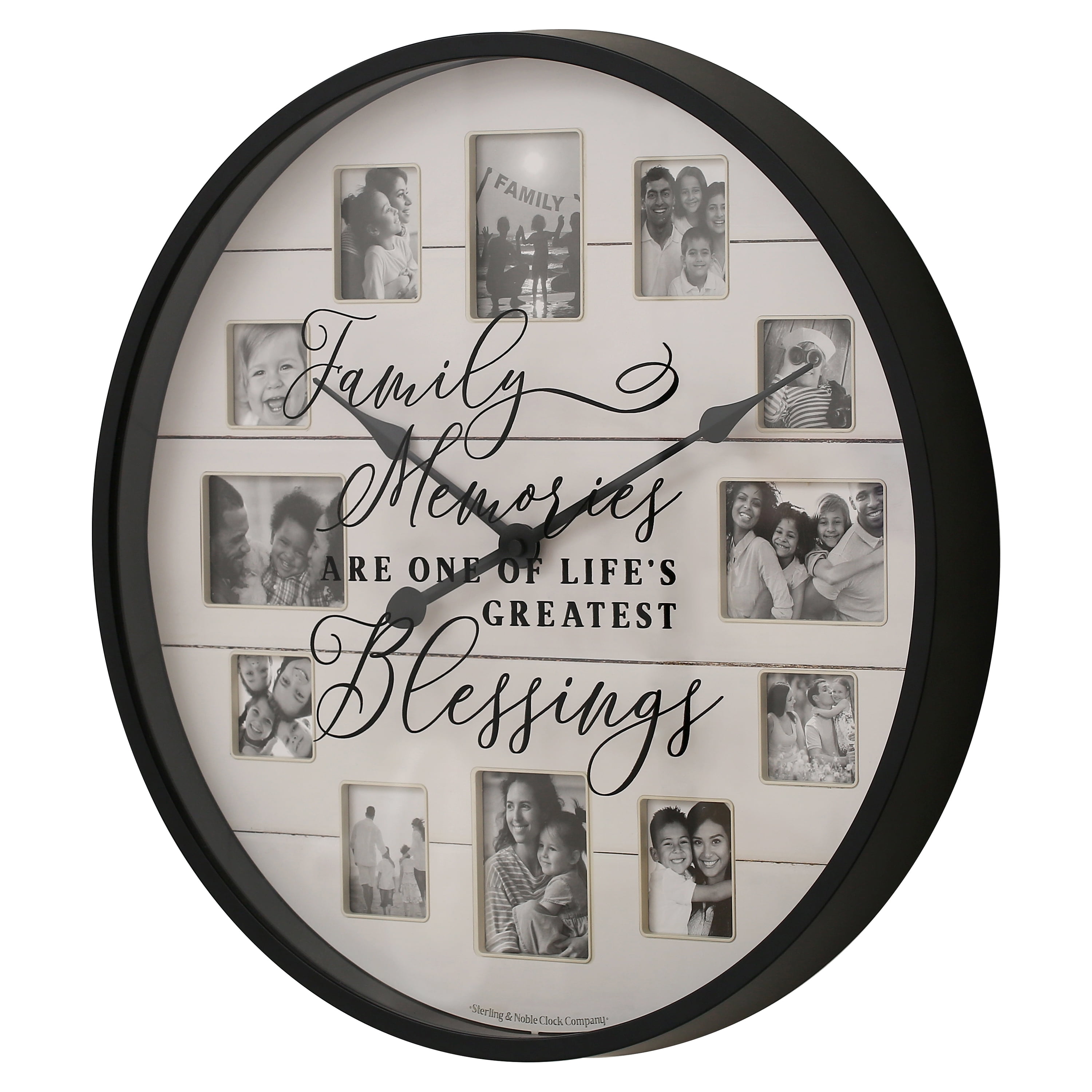 20" Black and White Farmhouse Sentiment Photo Frame Wall Clock