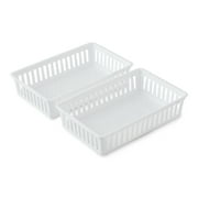 Mainstays 2-Pack Plastic Drawer Organizer Storage Bin Set, Mini Drawer Storage Containers for Kitchen Drawer, Desk Drawer and Bathroom Drawer Organization, Arct