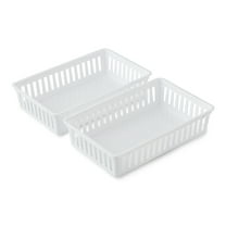 Mainstays Set of 2 Drawer Storage Organizer Plastic Mini Bins, 10.3" x 6.5" x 2.4", Arctic White
