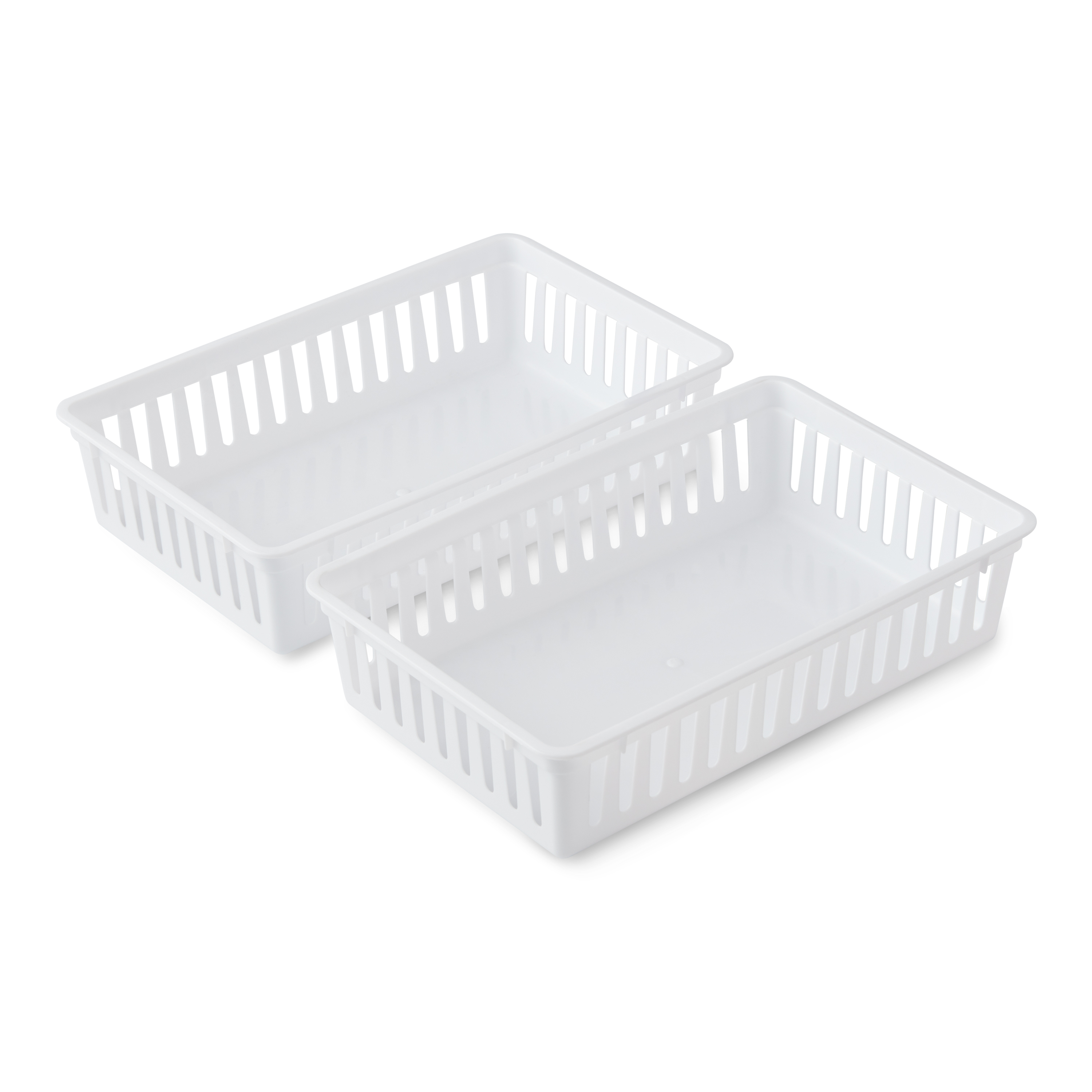Mainstays Set of 2 Drawer Storage Organizer Plastic Mini Bins, 10.3" x 6.5" x 2.4", Arctic White - image 1 of 5