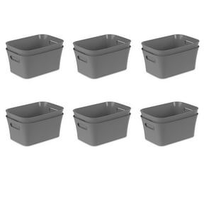 Mainstays Small Plastic Storage Bins, Gray, Set of 2