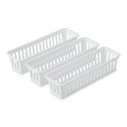 Mainstays 3-Pack Plastic Narrow Drawer Organizer Storage Baskets, Kitchen Drawer, Desk Drawer and Bathroom Drawer Organizer Bins, 10.3" x 3.1" x 2.4"