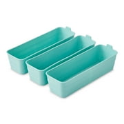 Mainstays 3-Pack Flexible Plastic Drawer Organizer Storage Bins, Kitchen Drawer, Desk Drawer and Bathroom Drawer Organizer Containers, Green, 10.4 x 3.2 x 2.9