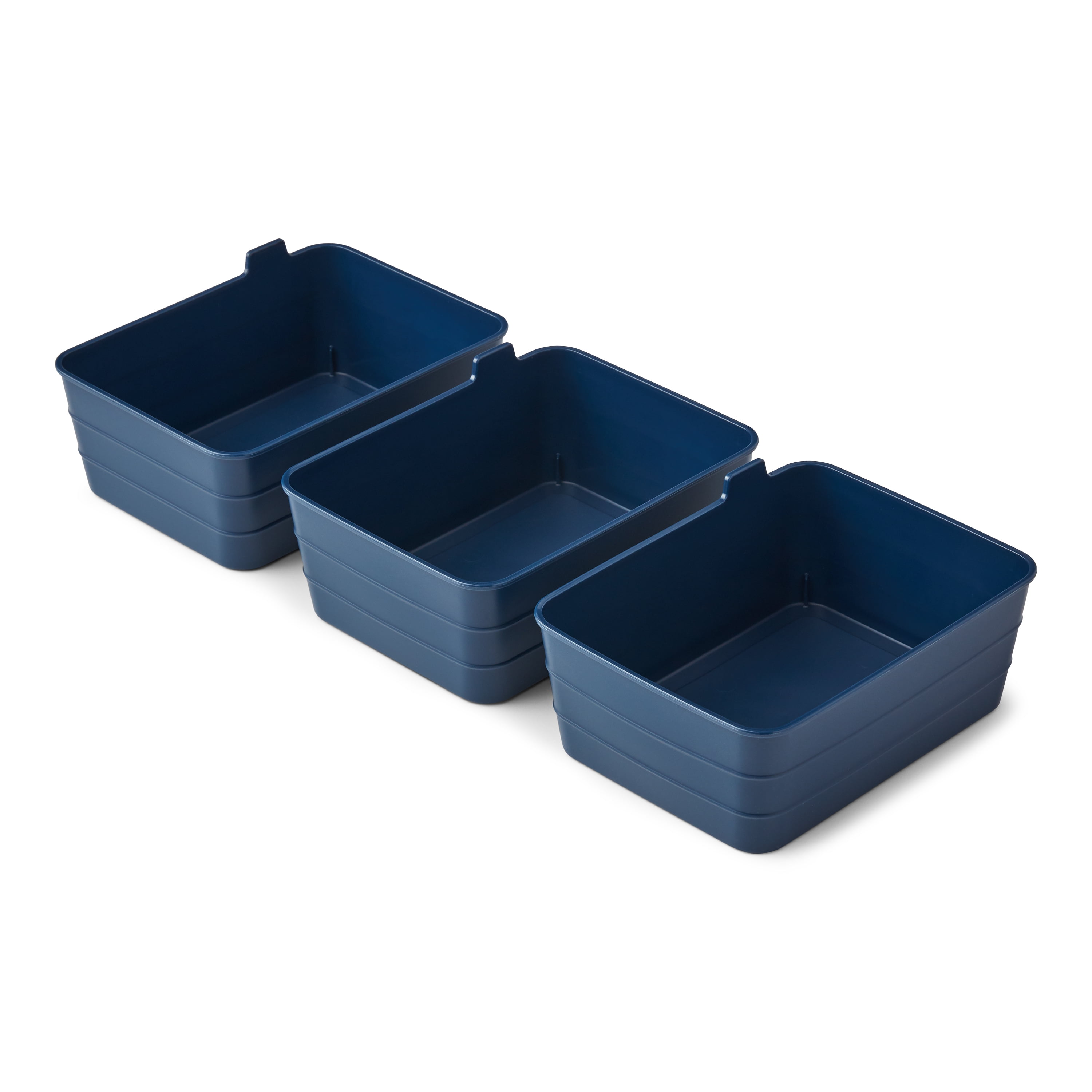Mainstays Plastic Set of 3 Flexible Drawer Storage Organizers, 7" x 5.2" x 2.9", Blue, Designed to Help with Kitchen Organization and Accessibility