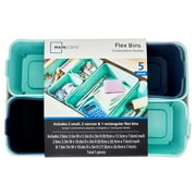 Mainstays Set of 5 Flexible Drawer Storage Organizers, Navy Teal Gray, case pack 4
