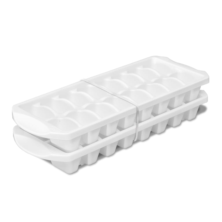 Mainstays, Set of Two Stackable Ice Cube Trays, Plastic, White