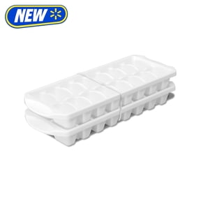 Mainstays Set of Two Stacking Ice Cube Trays, Freezer-Safe, Durable Food-Safe Plastic, BPA-Free, White