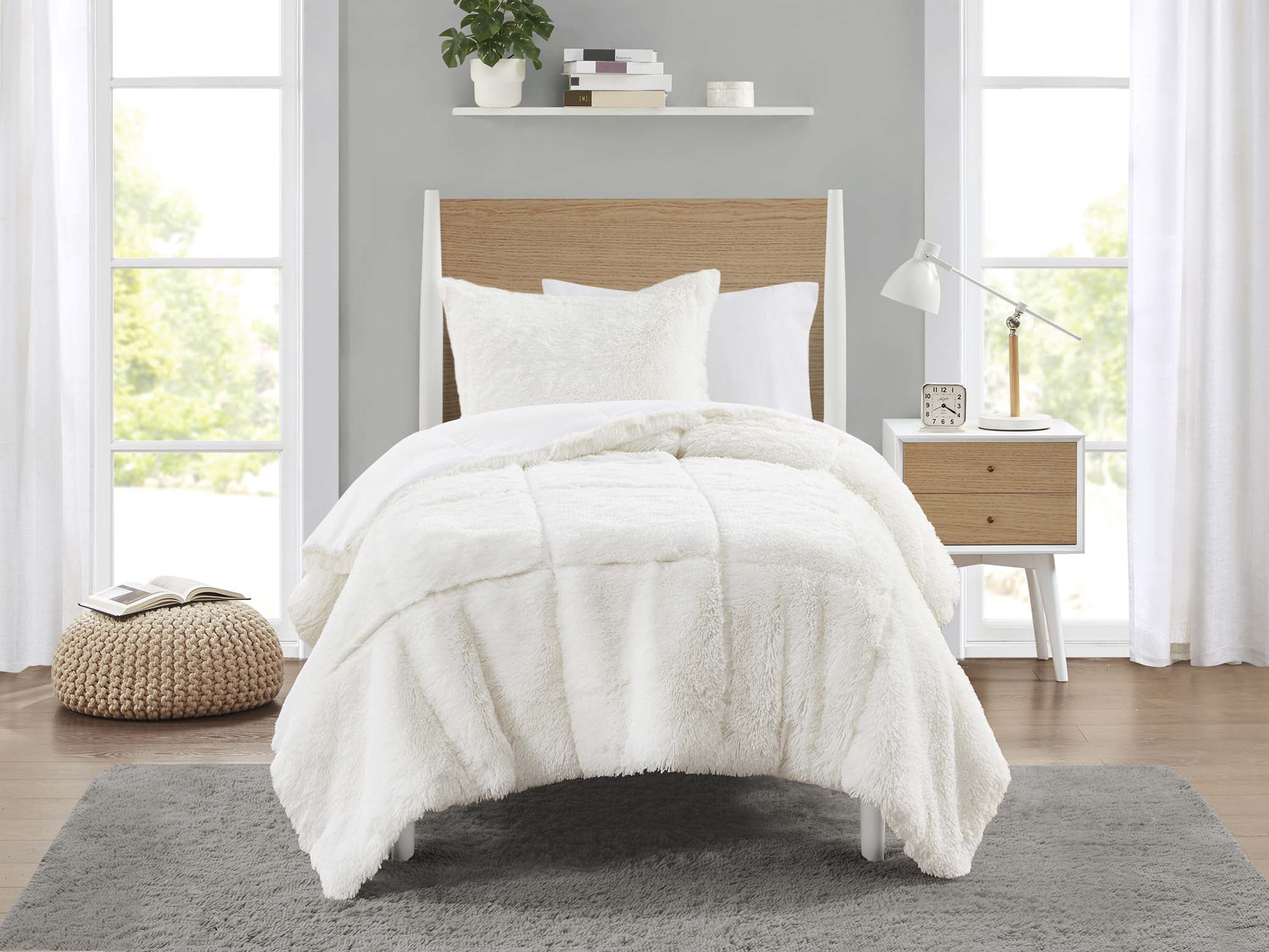 Wellboo Grey Velvet Comforter Sets Queen Size Women Men Solid Gray Fluffy  Bedding Comforters Modern Dark Grey Plush Aesthetic Quilts Plain Gray  Shaggy