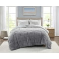 Mainstays Shaggy Faux Fur 3 Piece Grey Comforter Bed Set, Comforter and