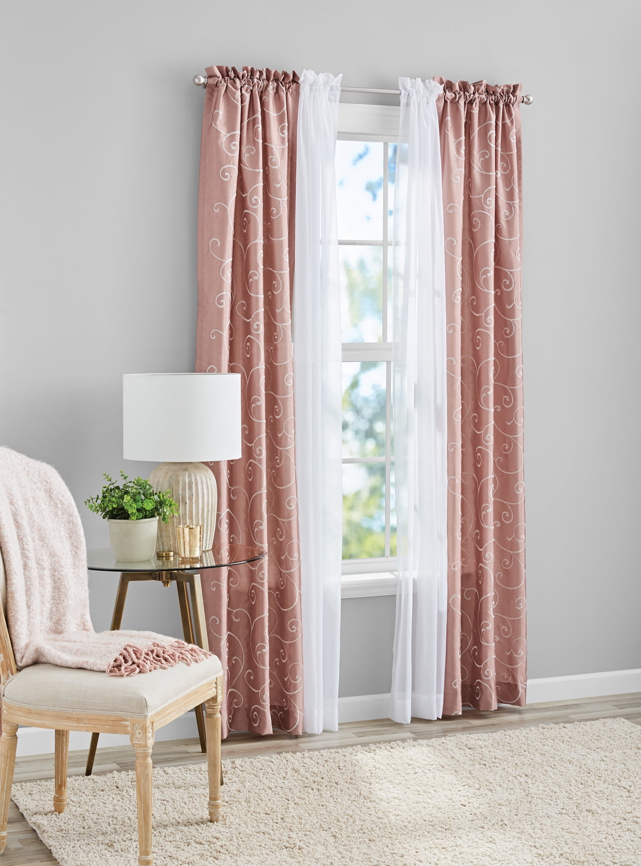 Sakura Pink Chanderi Sheer Curtain- Set of 2 main image 0