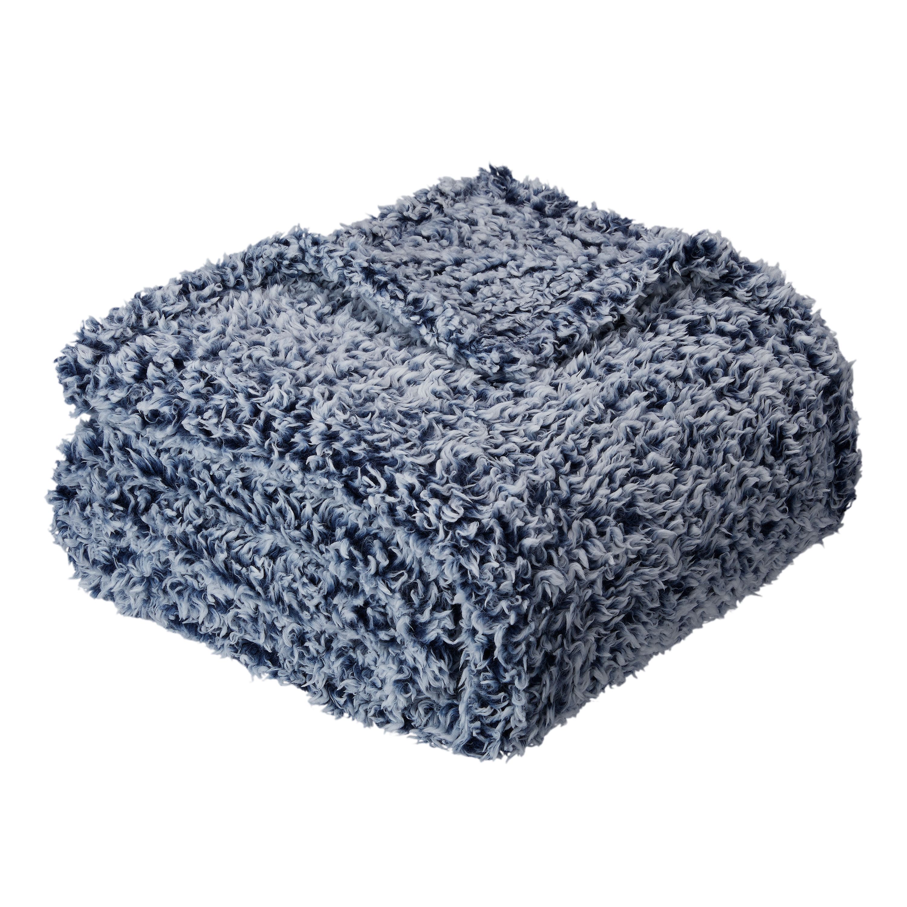 Mainstays Sherpa Throw Blanket, 50" X 60", Blue - image 1 of 5
