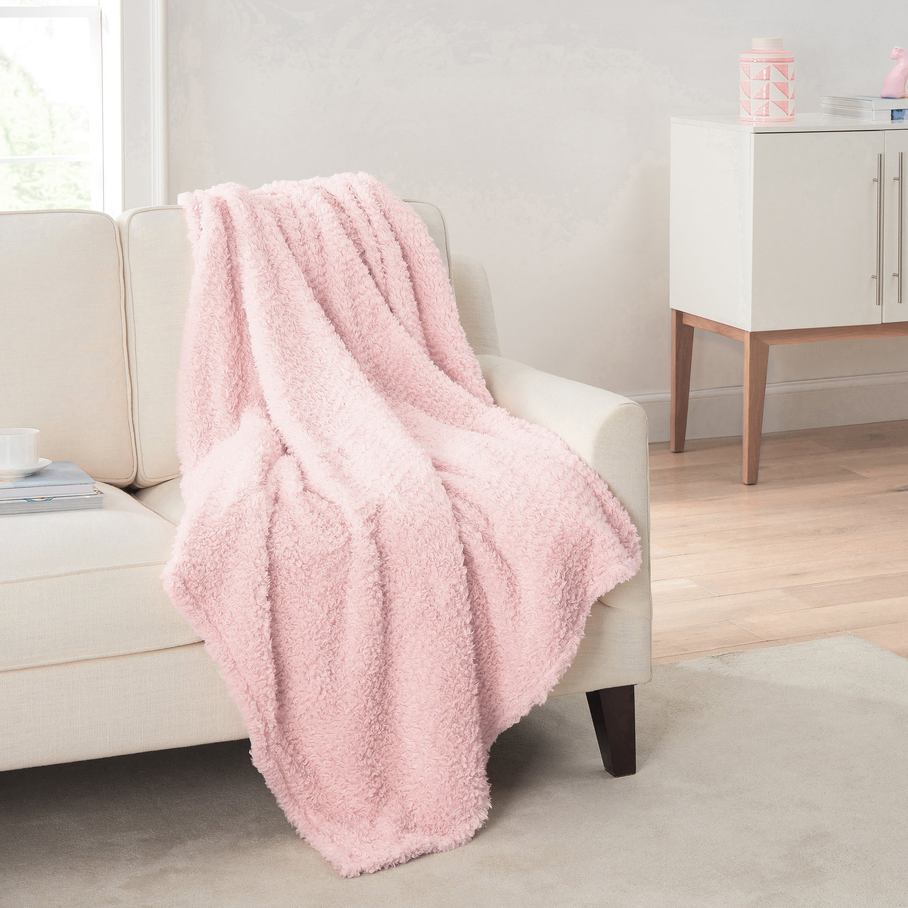 Mainstays Sherpa Throw Blanket, 50" X 60", Light Pink - image 1 of 5