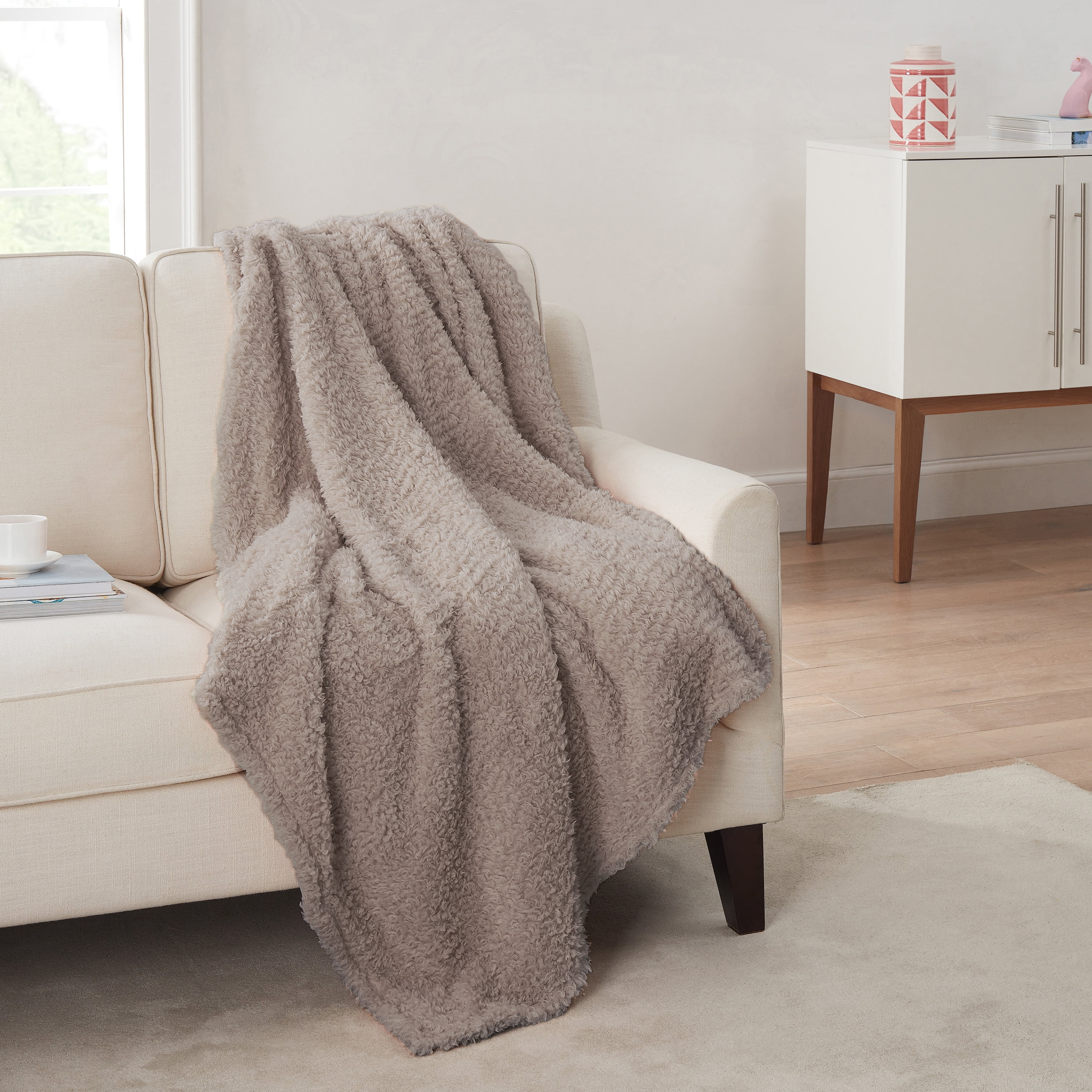 Mainstays Sherpa Throw Blanket 50 X 60, Taupe 