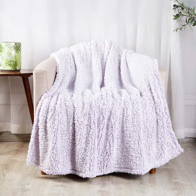 Mainstays Sherpa Throw Blanket, Lavender, Standard Throw